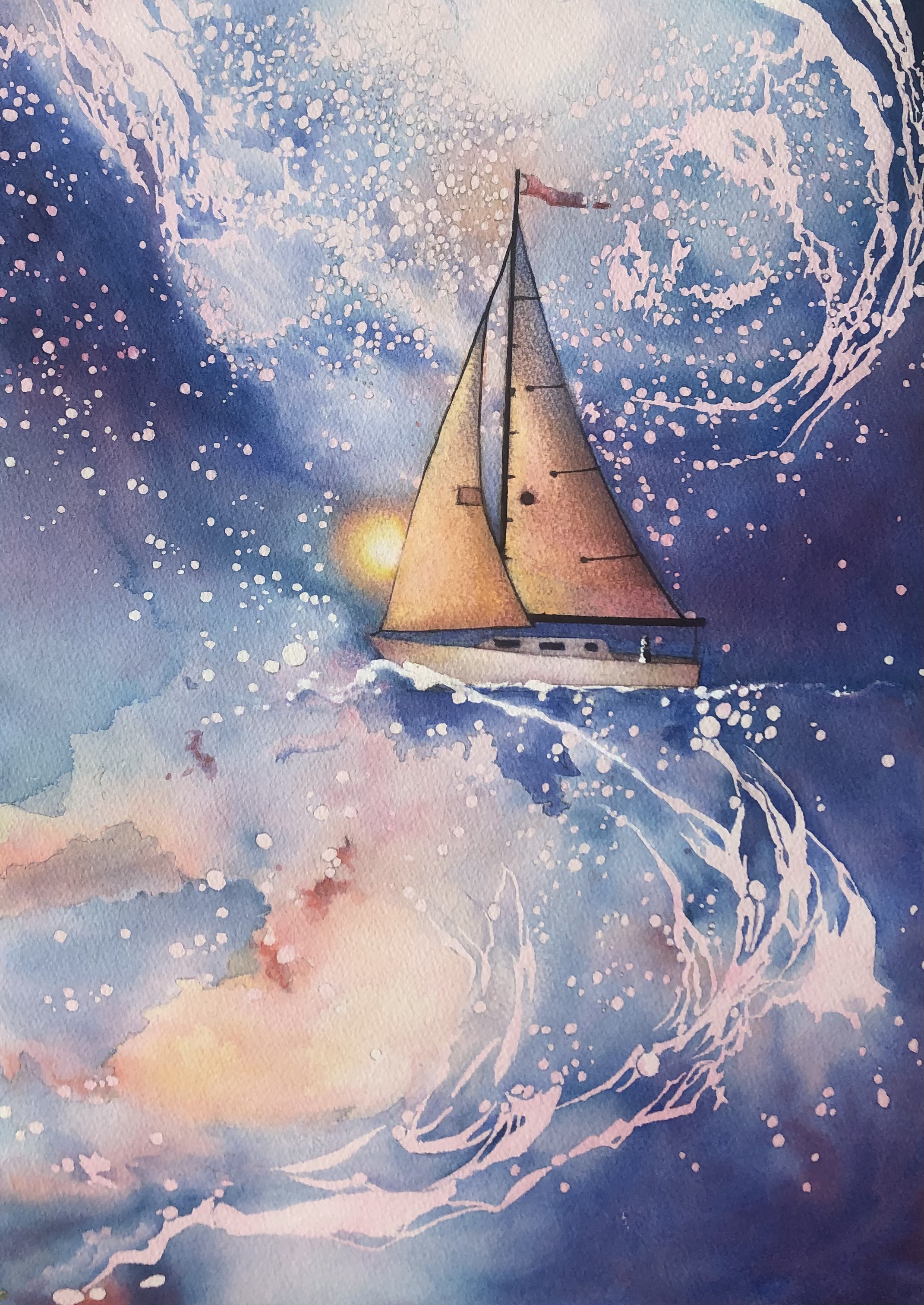 The Final Sail - 20 in x 14.5 in Watercolor