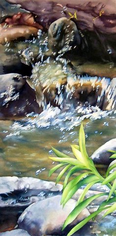 Cascading Chorale - 24 in x 12 in Watercolor
